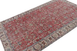 Vintage Turkish Rug In Red With Floral Patterns 6x9