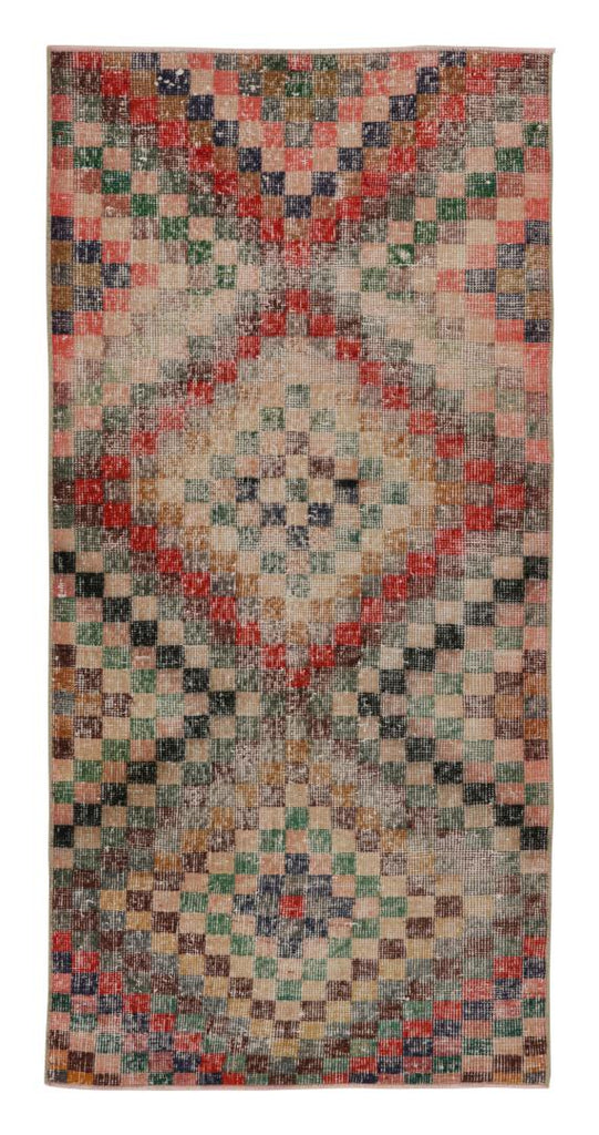 Vintage Zeki Muren Wool Runner Rug With Geometric Patterns