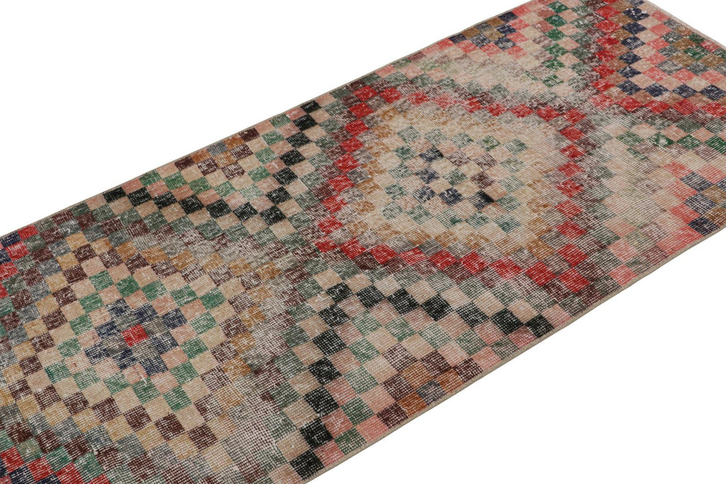 Vintage Zeki Muren Wool Runner Rug With Geometric Patterns