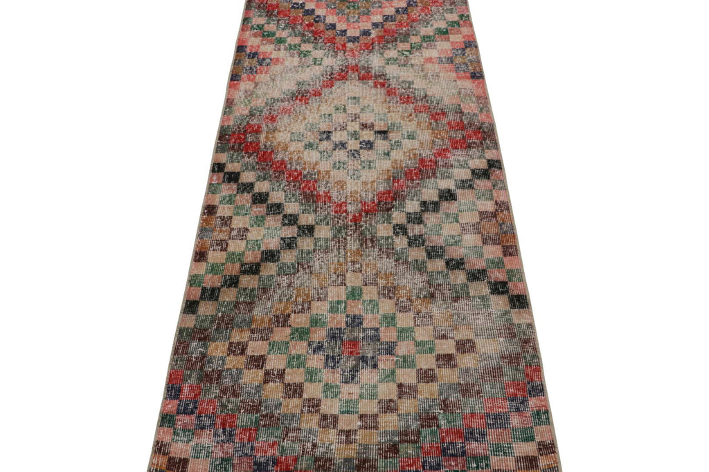 Vintage Zeki Muren Wool Runner Rug With Geometric Patterns