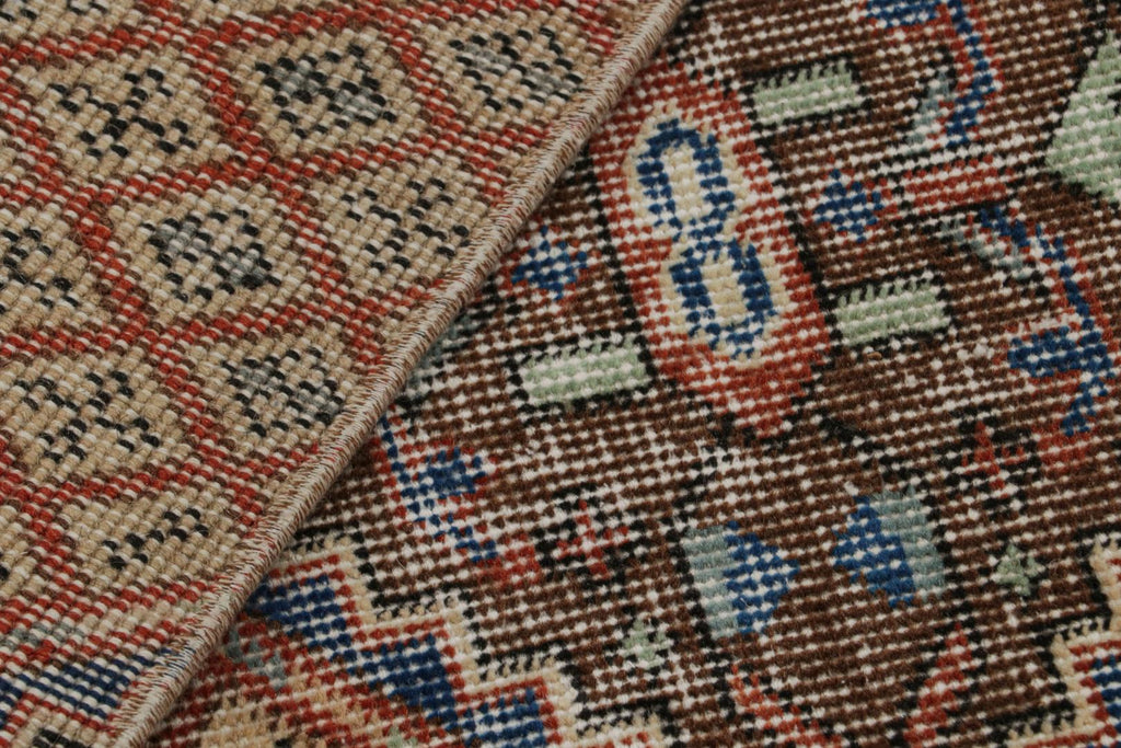 Vintage Zeki Muren Rug In Brown Red Blue Geometric Patterns