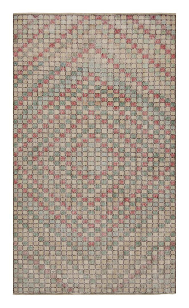 Vintage Zeki Muren Rug With Pastel Tone Geometric Patterns