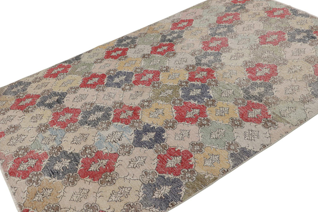 Vintage Zeki Muren Rug With Jewel Tone Geometric Patterns