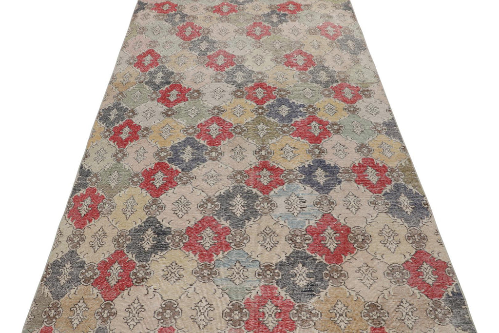 Vintage Zeki Muren Rug With Jewel Tone Geometric Patterns