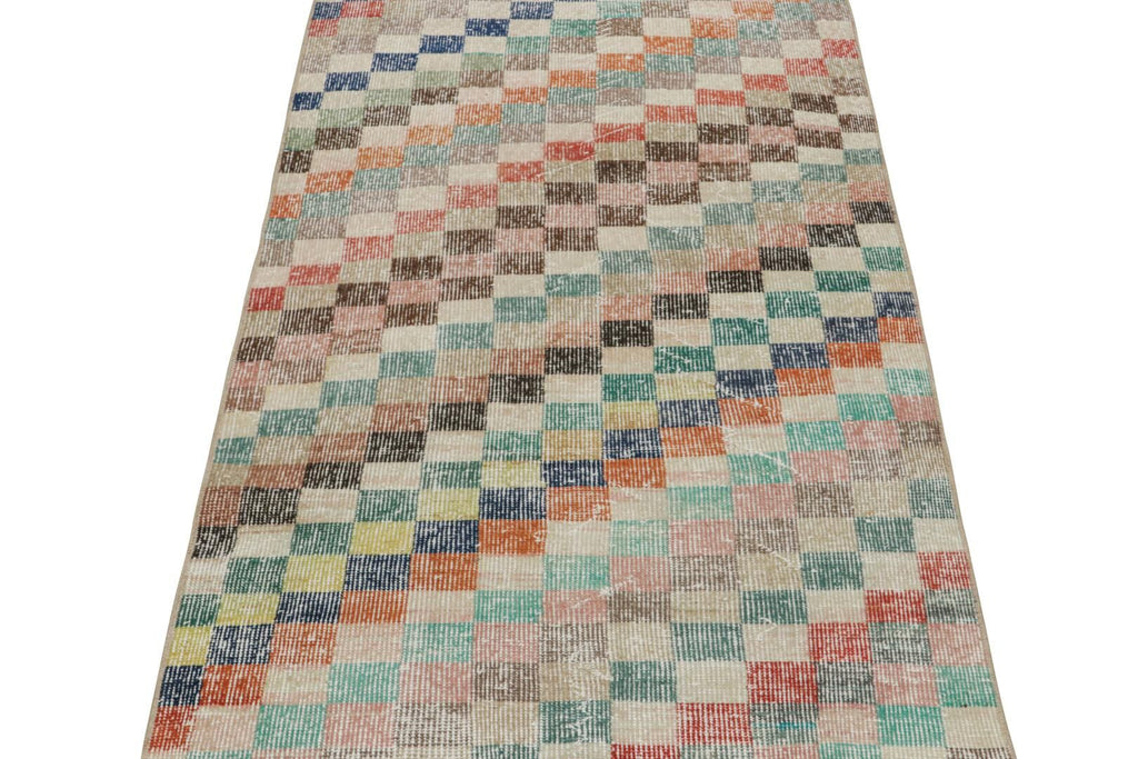 Vintage Zeki Muren Rug With Polychromatic Geometric Pattern 3×5