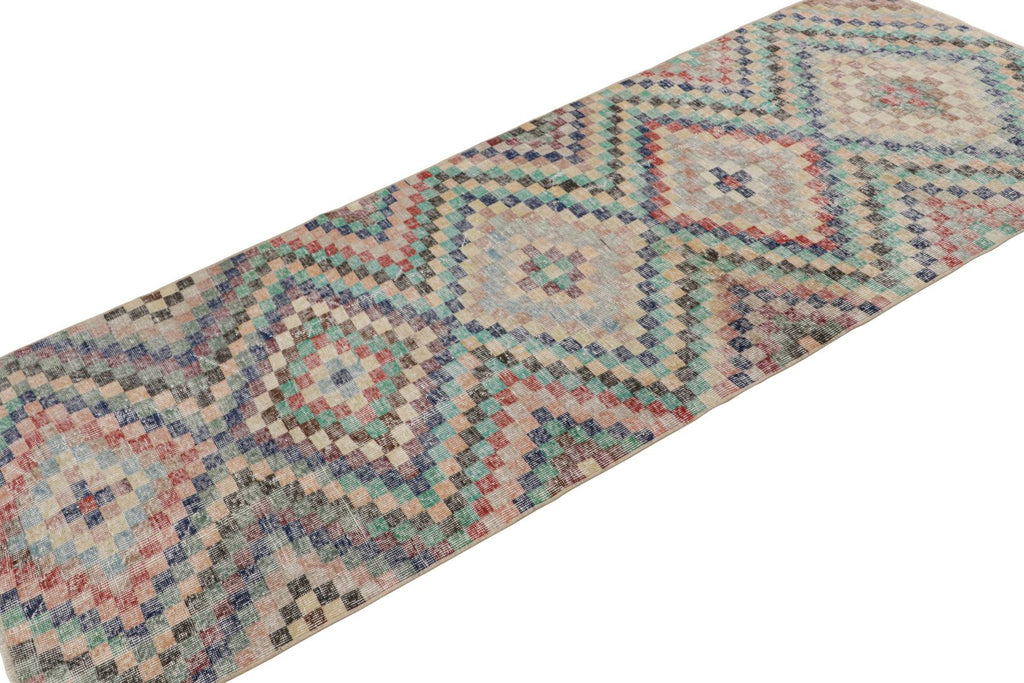 Vintage Zeki Muren Runner With Polychromatic Geometric Patterns