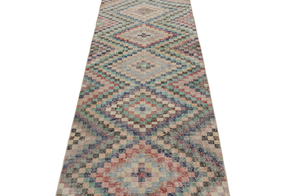 Vintage Zeki Muren Runner With Polychromatic Geometric Patterns