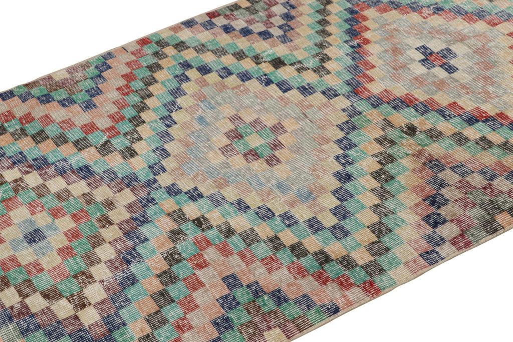 Vintage Zeki Muren Runner With Polychromatic Geometric Patterns