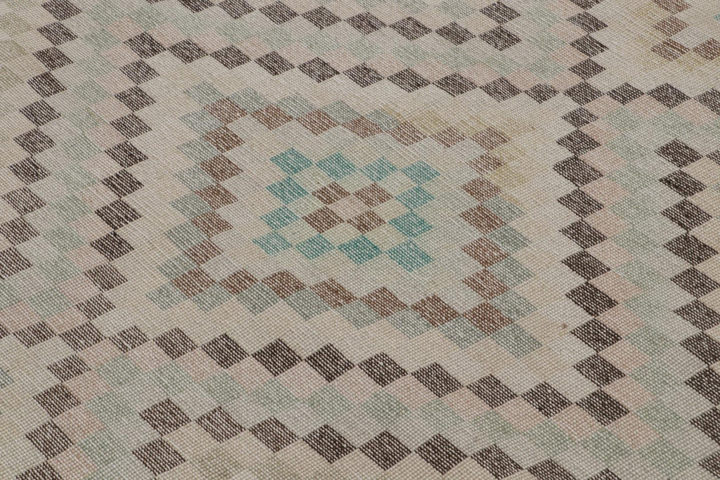 Vintage Zeki Muren Runner Rug With Geometric Patterns 4x7