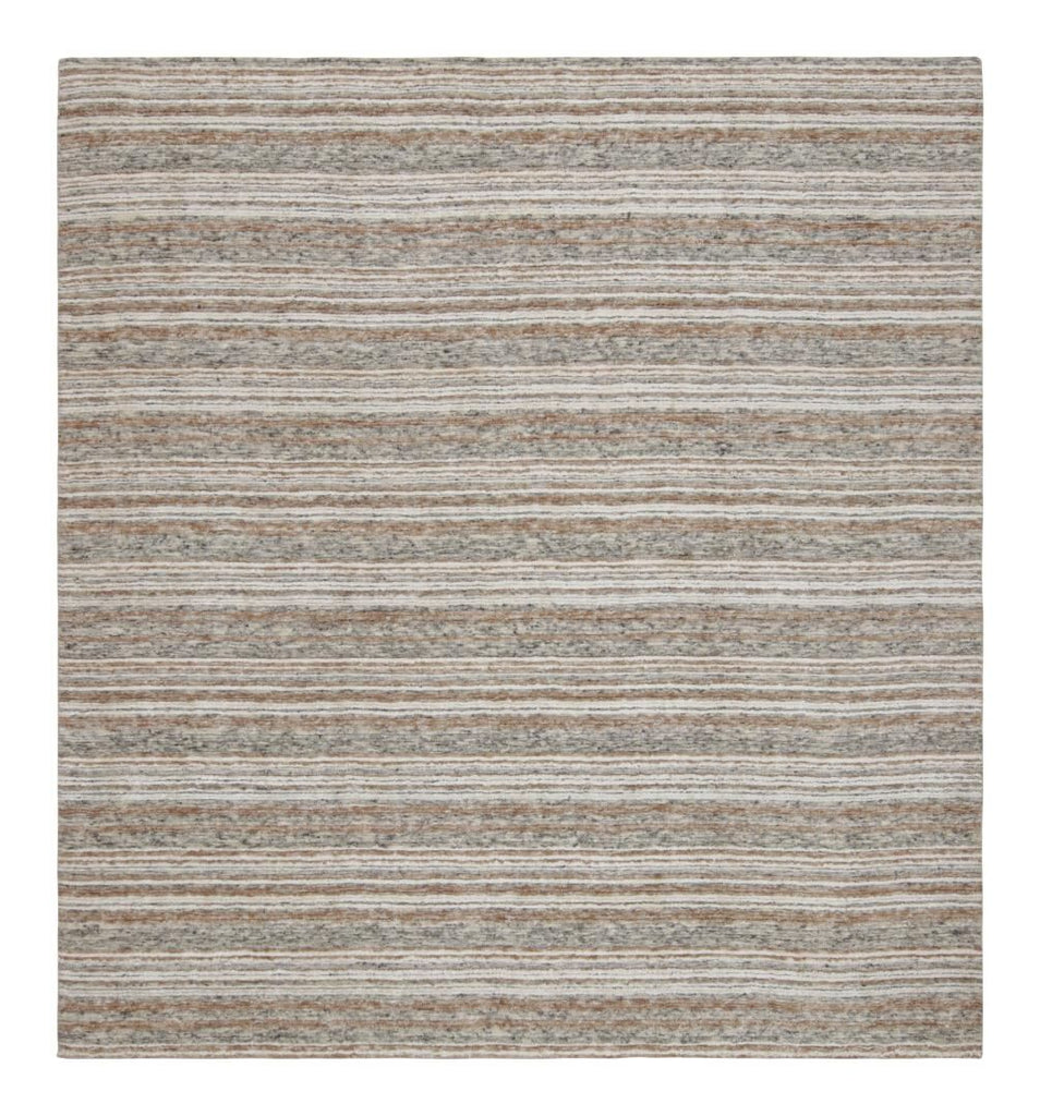 Textural Rug with Beige-Brown and Grey Stripes - Light on Loom