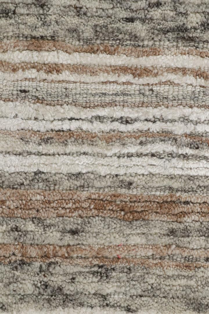 Textural Rug with Beige-Brown and Grey Stripes - Light on Loom