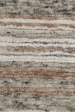 Textural Rug with Beige-Brown and Grey Stripes - Light on Loom