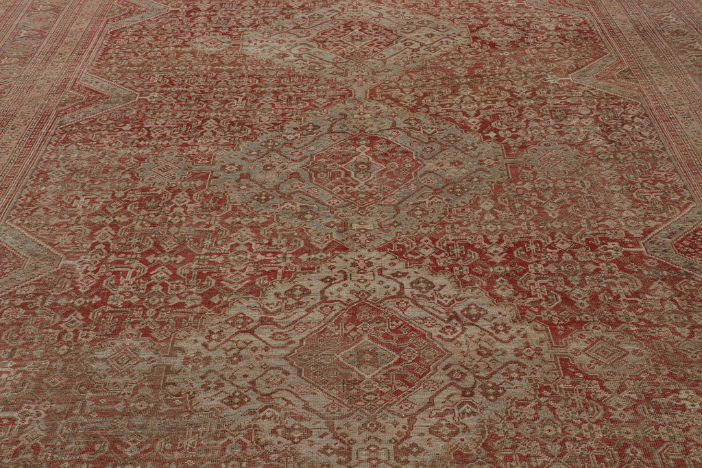 Vintage Bakhtiari Style Rug In Red With Geometric Patterns