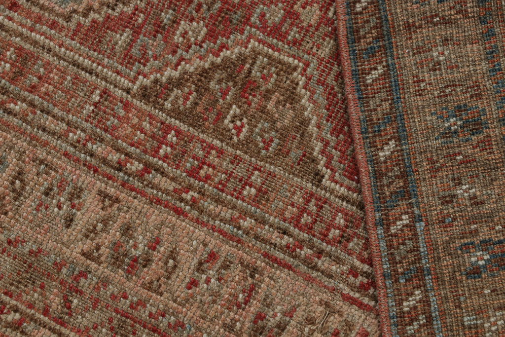 Vintage Bakhtiari Style Rug In Red With Geometric Patterns