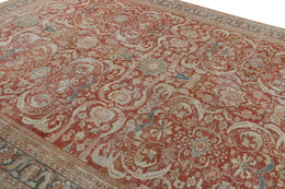 Vintage Oushak European Rug In Red With Floral Patterns