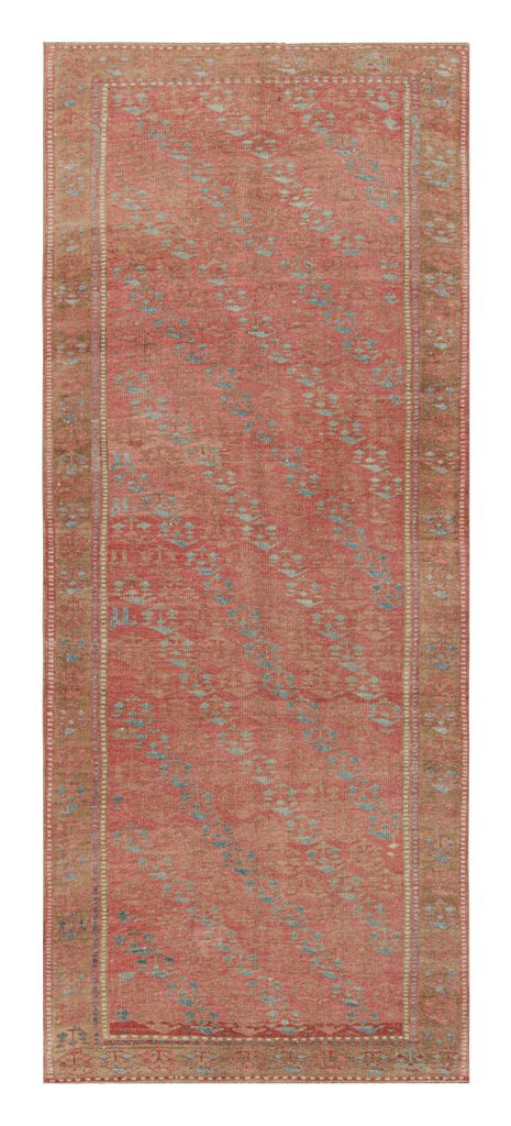 Vintage Kurdish Runner Rug In Red With Geometric Patterns