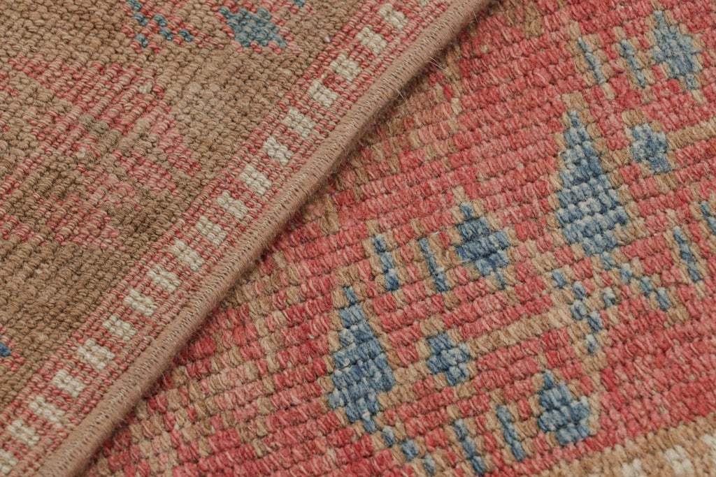 Vintage Kurdish Runner Rug In Red With Geometric Patterns