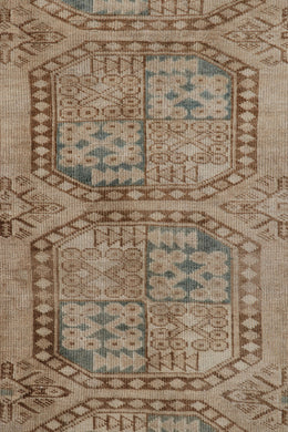 Vintage Ersari Rug In Beige Brown With Geometric Medallions