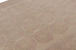 Vintage Ersari Rug In Pink And Beige/Brown With Geometric Patterns