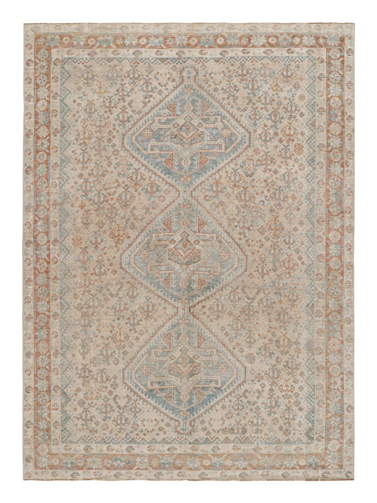 Vintage Ersari Rug In Beige Brown And Light Geometric Pattern