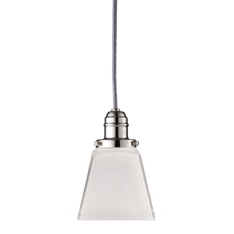 Vintage Collection Pendant Clear Outside Frosted Inside 4" - Polished Nickel