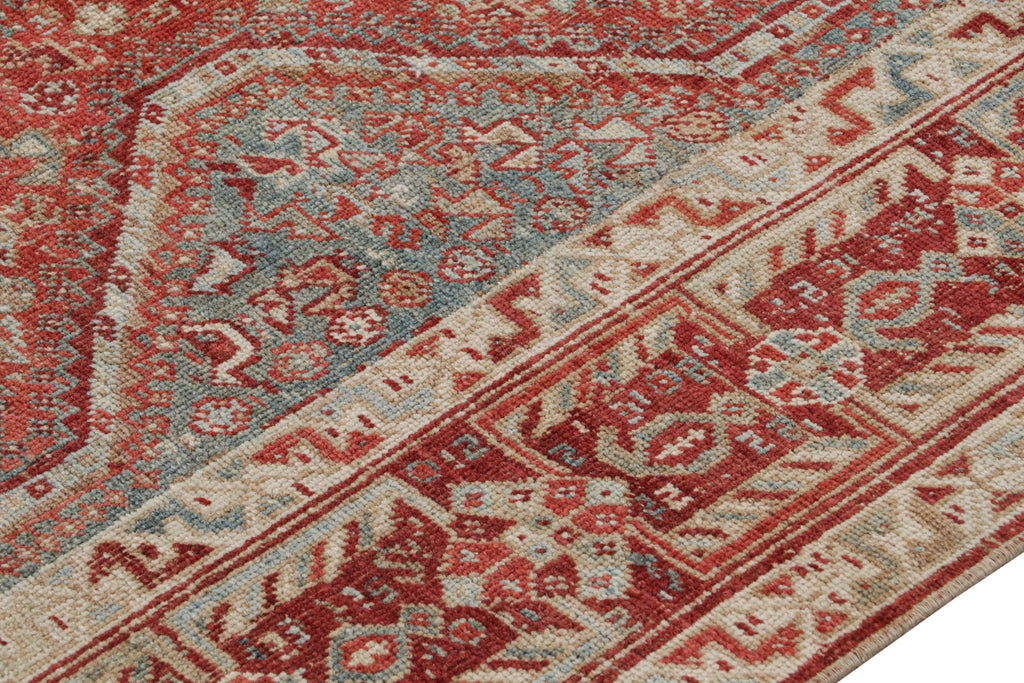 Vintage Ersari Rug In Red With Geometric Patterns