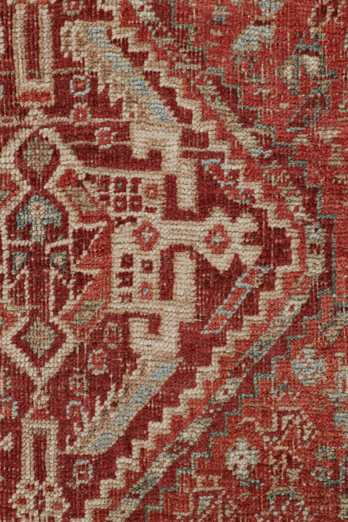 Vintage Ersari Rug In Red With Geometric Patterns