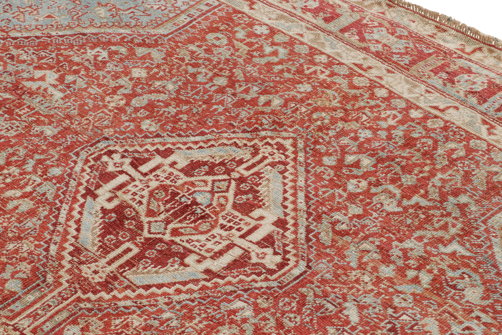 Vintage Ersari Rug In Red With Geometric Patterns