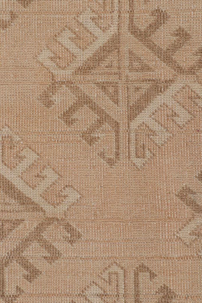 Vintage Ersari Rug In Pink With Beige Brown Geometric Patterns