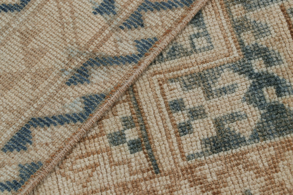 Vintage Ersari Rug With Beige Brown And Blue Geometric Medallion