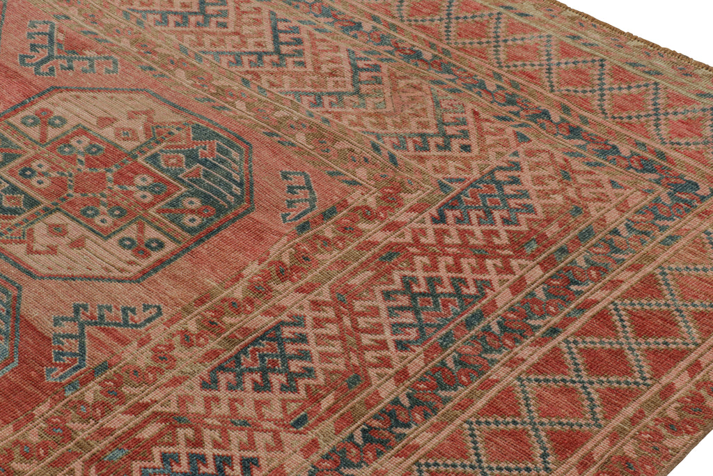 Vintage Ersari Rug With Red And Blue Geometric Medallions