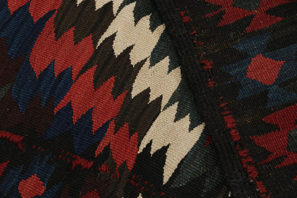 Vintage Kilim With Red Teal And Blue Geometric Patterns