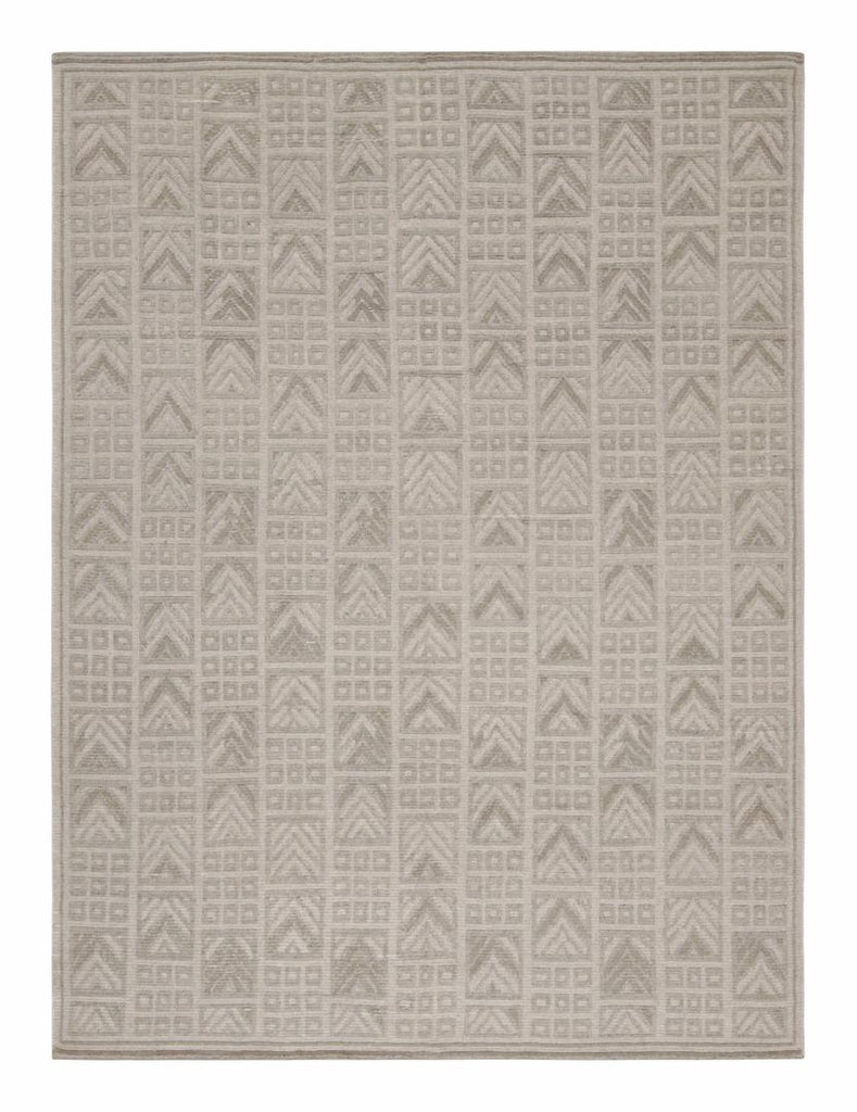 Scandinavian Style Rug with Beige and Grey Geometric Patterns