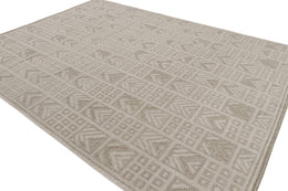 Scandinavian Style Rug with Beige and Grey Geometric Patterns