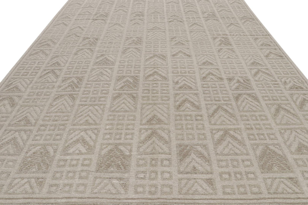 Scandinavian Style Rug with Beige and Grey Geometric Patterns