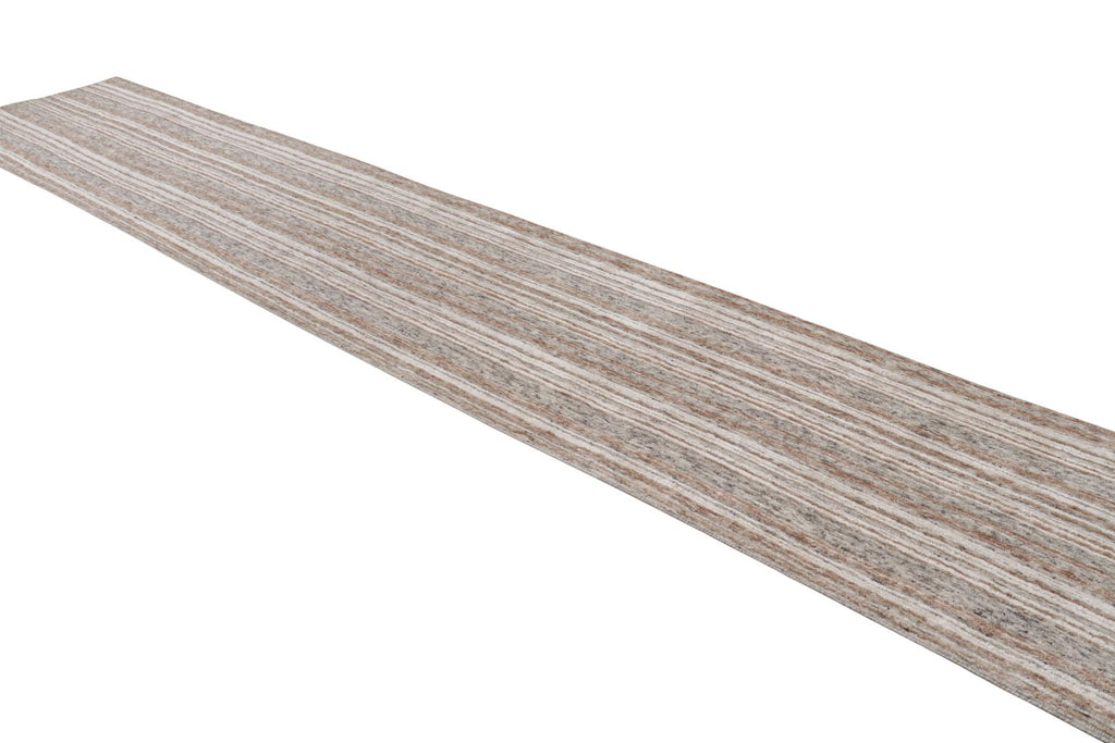 Modern Rug with Beige/Brown, White and Grey Stripes