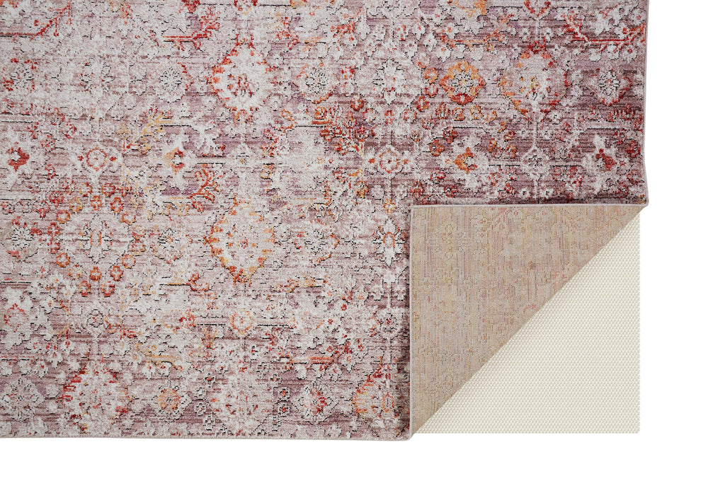 Armant Traditional Damask Pink Ivory Gray Area Rug (5'3" x 7'6")