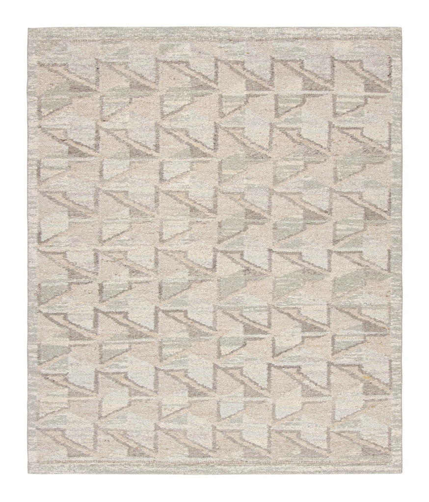 Scandinavian Rug In Beige-brown And Gray Geometric Patterns