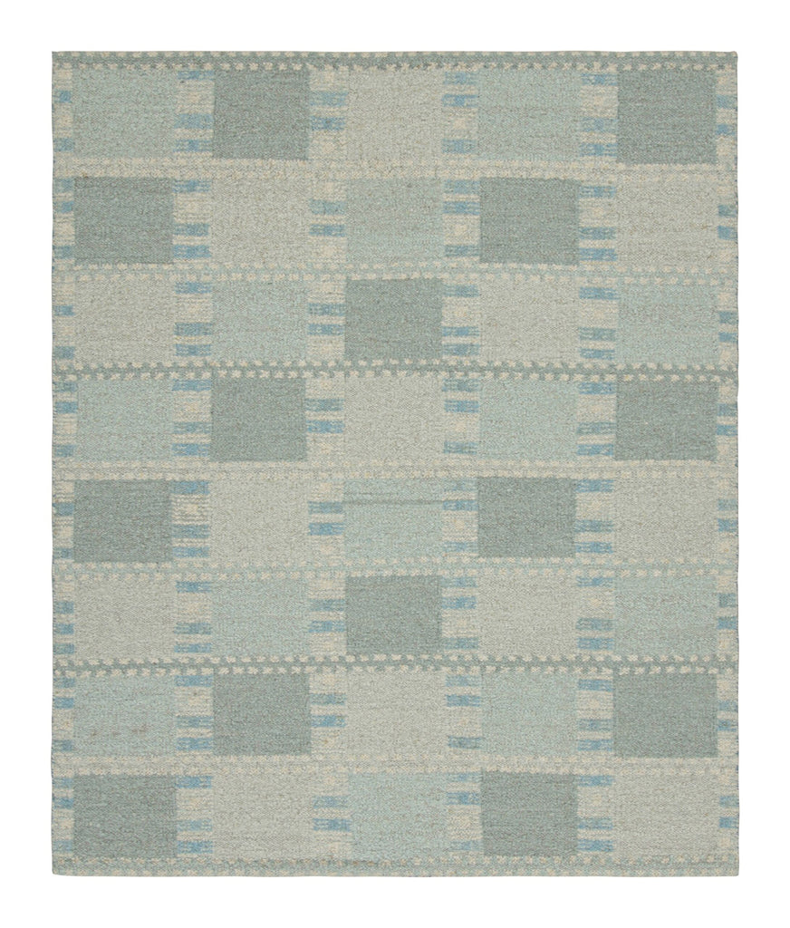 Scandinavian Rug With Light Blue Geometric Patterns 8X10