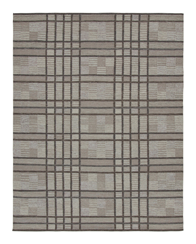 Scandinavian Rug With Geometric Patterns In Tones Of Brown