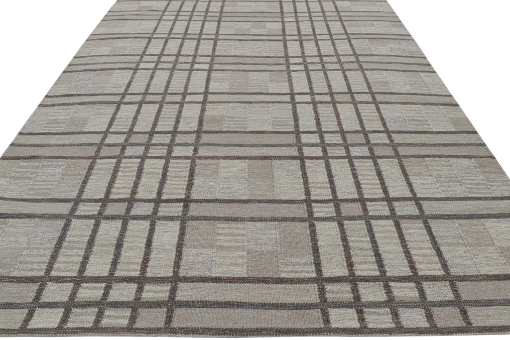 Scandinavian Rug With Geometric Patterns In Tones Of Brown