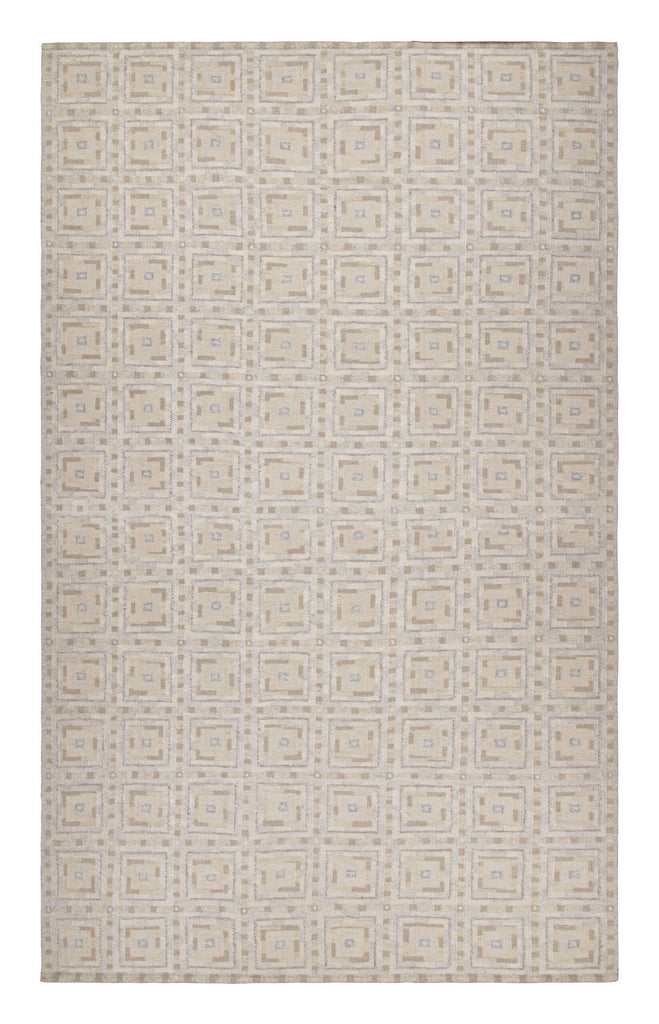 Scandinavian Rug With White And Beige Brown Geometric Patterns