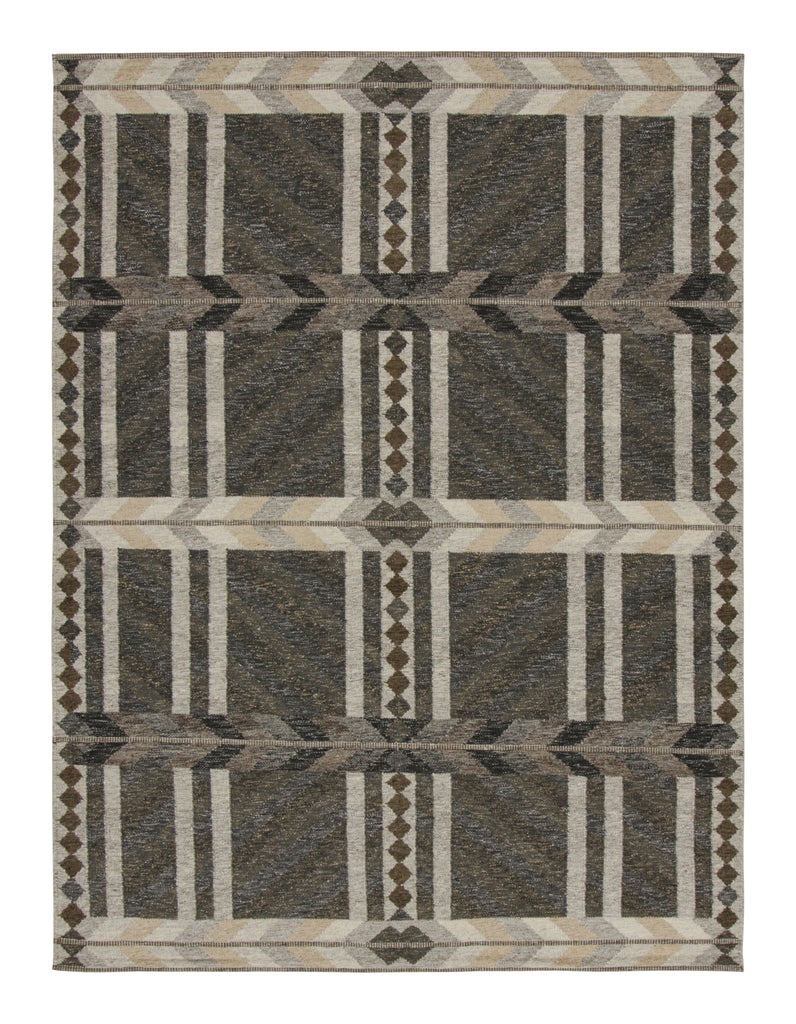 Scandinavian  Style Rug In Gray With Geometric Patterns