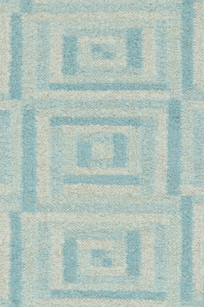 Scandinavian Rug With Light Blue And White Geometric Patterns