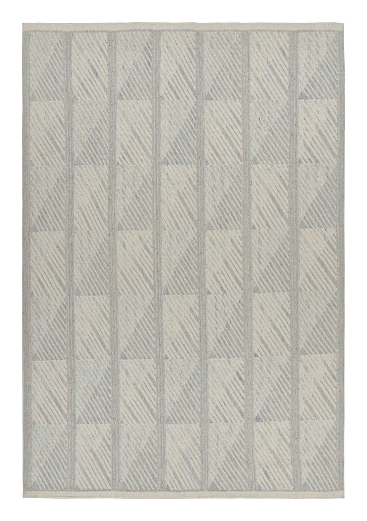 Scandinavian Style Rug In Blue And Gray Geometric Patterns