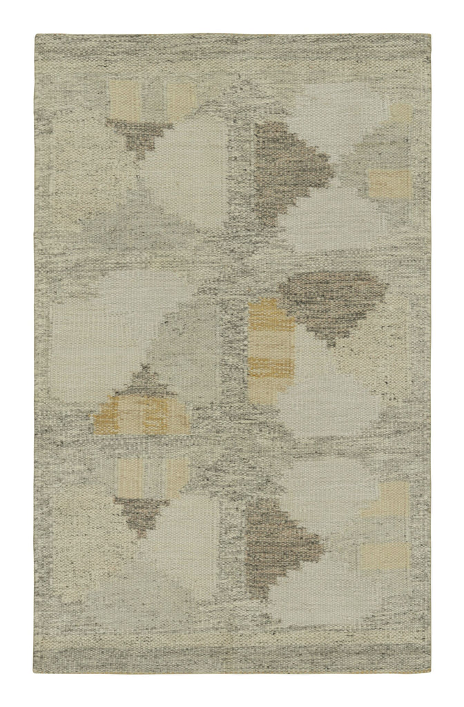 Scandinavian Rug In Light Blue And Beige With Geometric Patterns