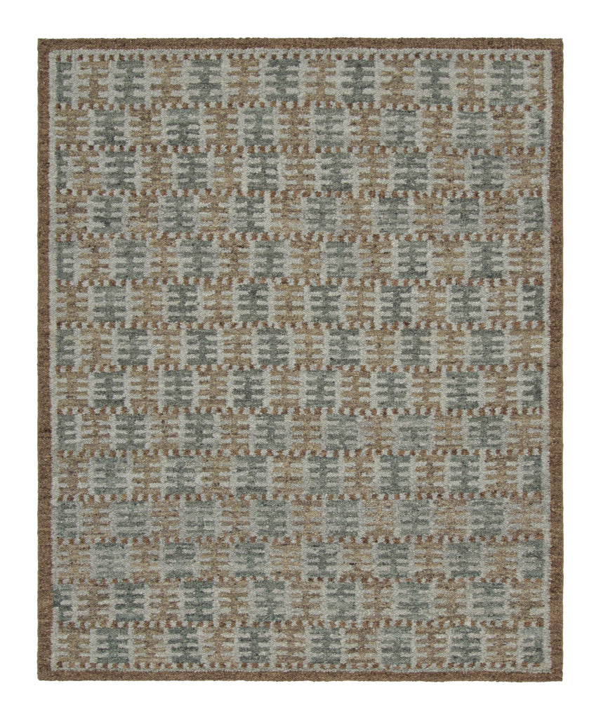 Scandinavian Rug In Beige Brown And Teal Geometric Patterns