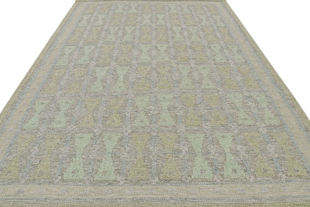 Scandinavian Rug With Hourglass Patterns In Tones Of Green