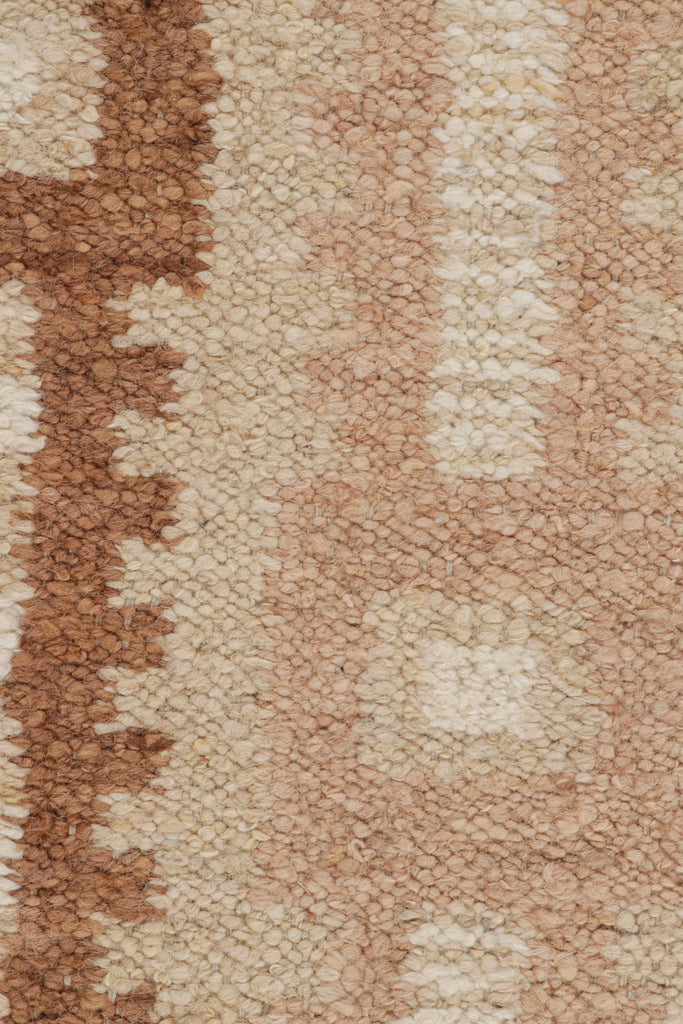 Scandinavian Rug With Pink White And Beige Brown Geometric Pattern