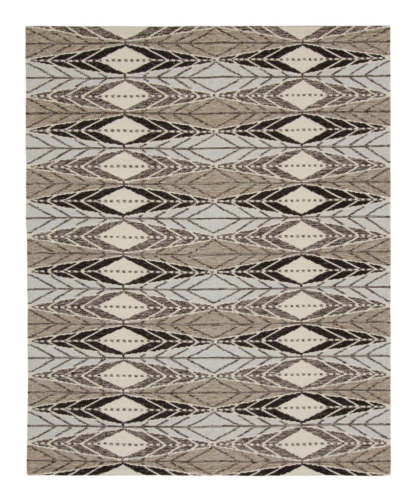 Scandinavian Rug In Beige And Light Blue Geometric Pattern